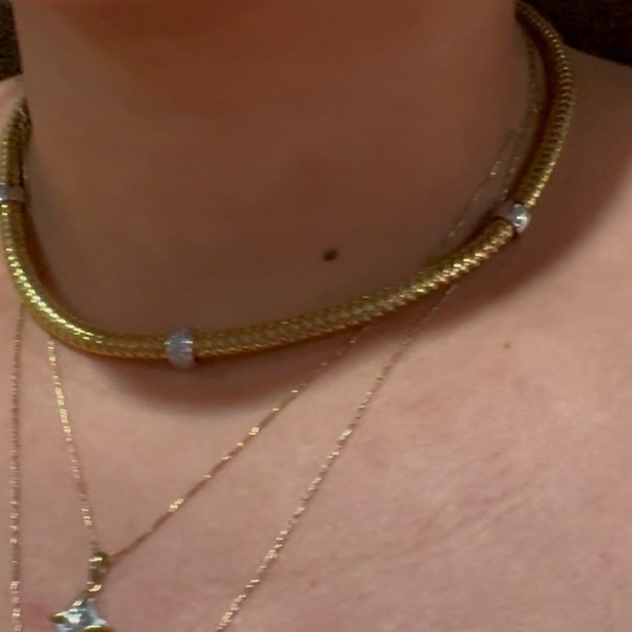 Stunning Roberto Coin 18k YG Primavera Interlocking diamond Necklace 16inch - Picture 7 of 13